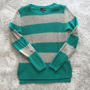 a.n.a Waffle Knit Sweater - Teal & Gray
